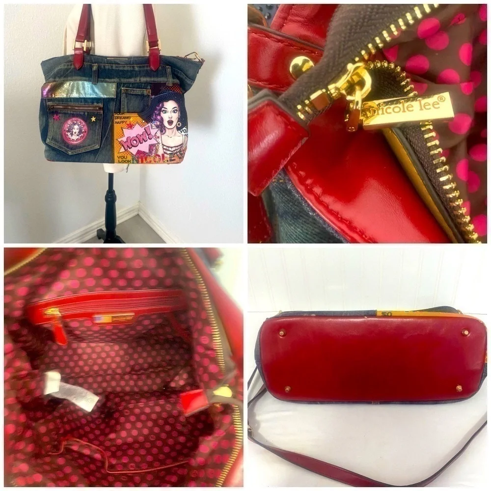 Nicole Lee Tote Purse/Shoulder-Bag Unique Beautiful Interior Tiny Scuff Rare